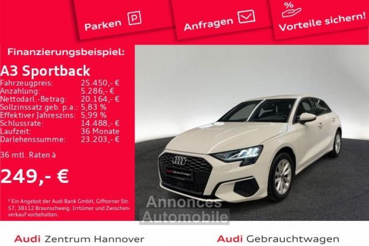 Audi A3 Sportback 30 TDI Kamera LED virtual  - <small></small> 25.450 € <small>TTC</small> - #1