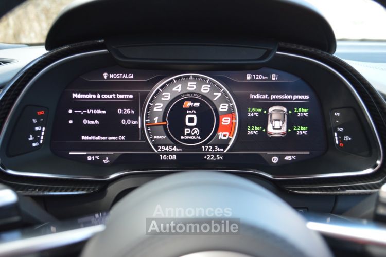 Audi R8 Spyder MAGNIFIQUE AUDI R8 SPYDER 5.2 FSI V10 PLUS 610ch S-TRONIC VALEUR NEUF + DE 245Ke B&O MAGNETIC RIDE CARBONE INT + EXT ECHAP. SPORT CARPLAY CAMERA LASER - <small></small> 139.990 € <small>TTC</small> - #29