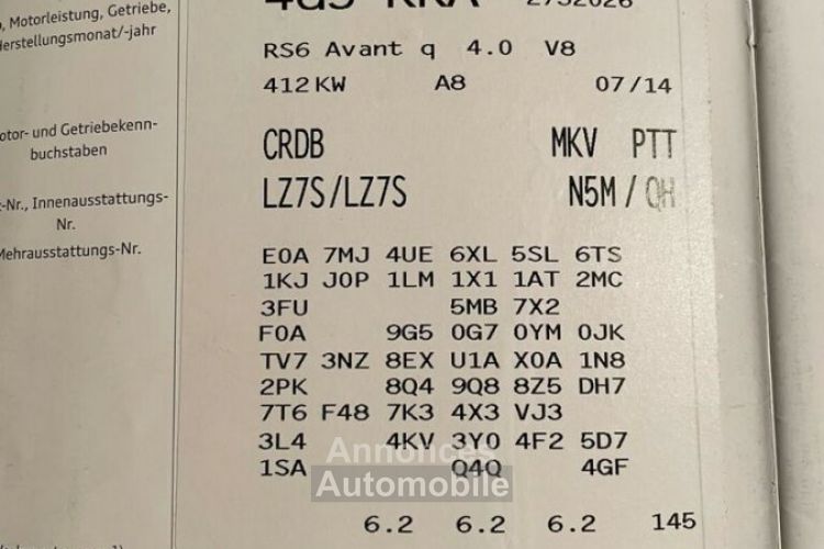 Audi RS6 Avant 4.0 TFSI Quattro / Caméra 360° / Pack Dynamique / Echappement Sport / Garantie - <small></small> 55.600 € <small>TTC</small> - #12
