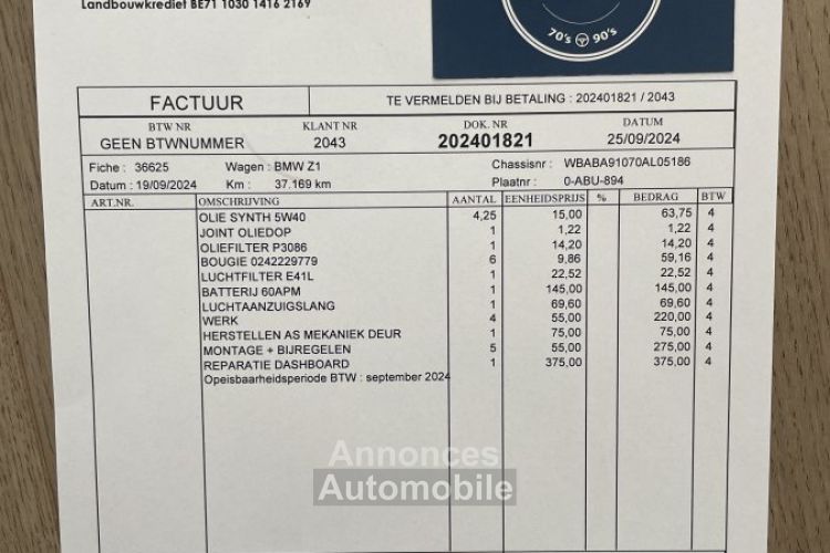 BMW Z1 - <small></small> 56.900 € <small>TTC</small> - #84