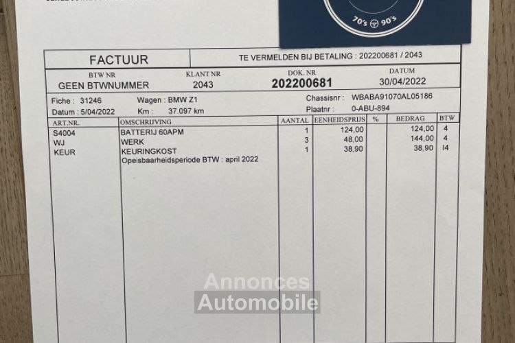 BMW Z1 - <small></small> 56.900 € <small>TTC</small> - #85