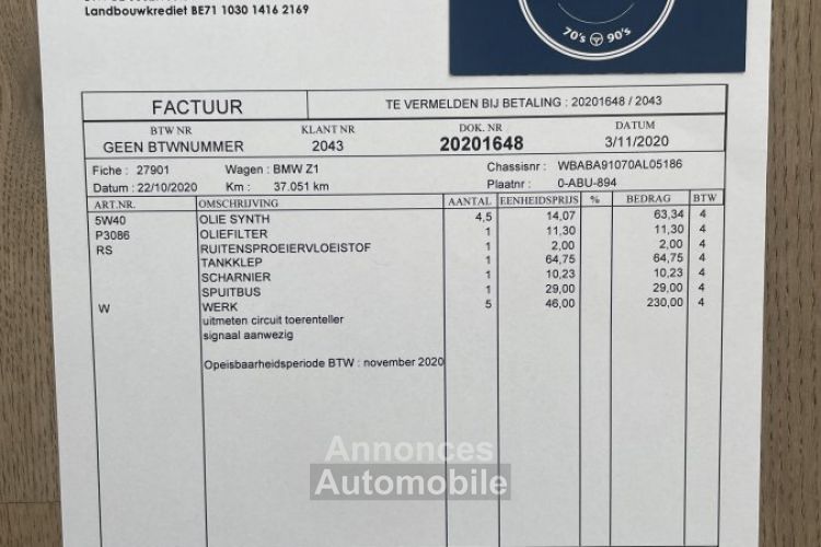 BMW Z1 - <small></small> 56.900 € <small>TTC</small> - #87