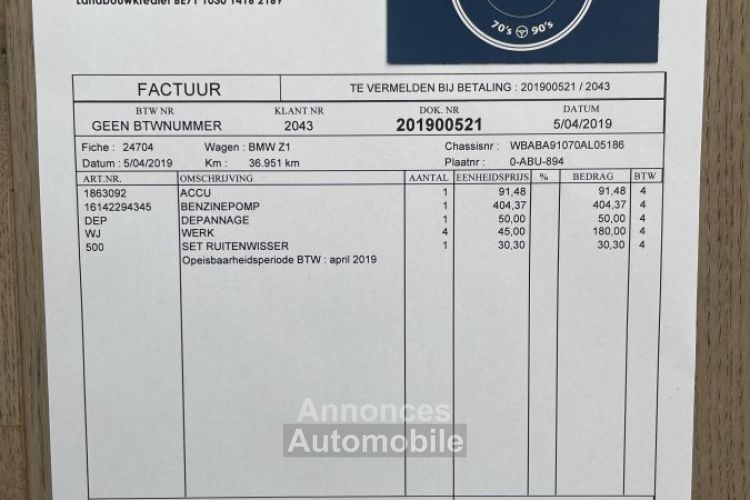 BMW Z1 - <small></small> 56.900 € <small>TTC</small> - #89