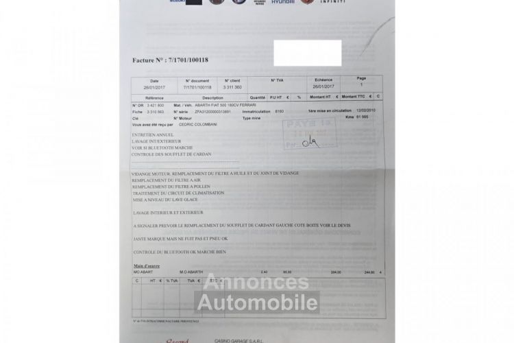 Fiat 500 ABARTH FERRARI DEALERS 1.4i 16V 160 / NUMEROTEE 25-200 / BOITE MECANIQUE / HISTORIQUE - <small></small> 34.990 € <small>TTC</small> - #43