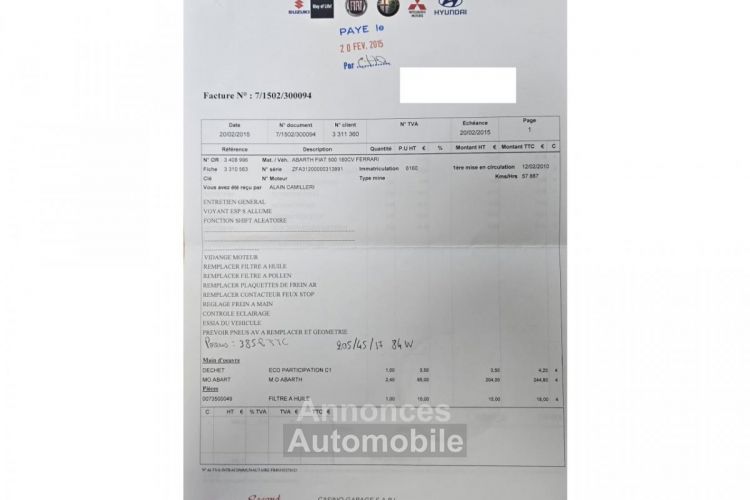 Fiat 500 ABARTH FERRARI DEALERS 1.4i 16V 160 / NUMEROTEE 25-200 / BOITE MECANIQUE / HISTORIQUE - <small></small> 34.990 € <small>TTC</small> - #50