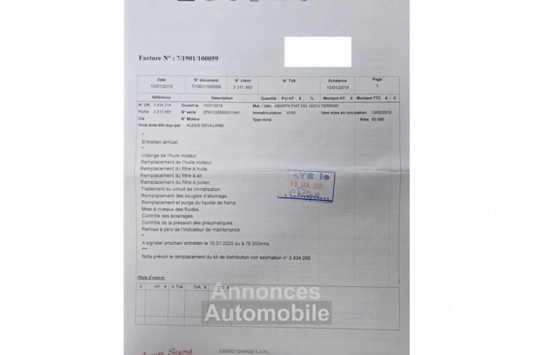 Fiat 500 ABARTH FERRARI DEALERS 1.4i 16V 160 / NUMEROTEE 25-200 / BOITE MECANIQUE / HISTORIQUE - <small></small> 34.990 € <small>TTC</small> - #52