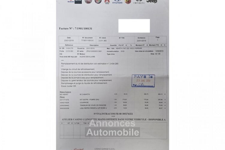 Fiat 500 ABARTH FERRARI DEALERS 1.4i 16V 160 / NUMEROTEE 25-200 / BOITE MECANIQUE / HISTORIQUE - <small></small> 34.990 € <small>TTC</small> - #53