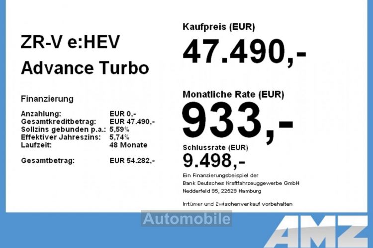 Honda ZR-V 2024 e:HEV Advance HUD Pano 4xSHZ SpurH el.Heck - <small></small> 47.490 € <small>TTC</small> - #4