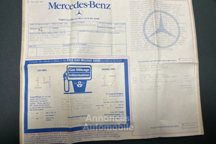 Mercedes 560 SL - <small></small> 34.000 € <small>TTC</small> - #88