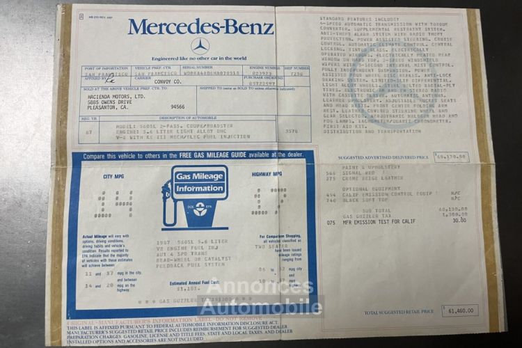 Mercedes 560 SL - <small></small> 28.000 € <small>TTC</small> - #92