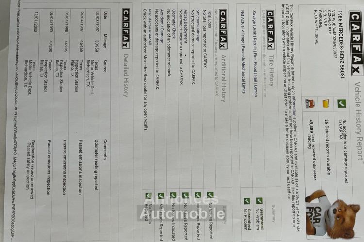 Mercedes 560 SL 80000km Origine Certifie 3 Eme Main Etat Concours - <small></small> 45.000 € <small>TTC</small> - #48