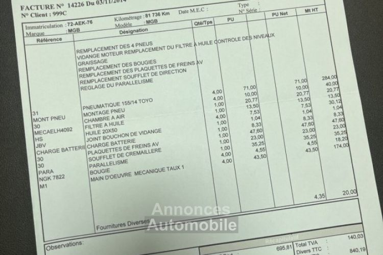 MG MGB B cabriolet boite auto - <small></small> 25.000 € <small>TTC</small> - #69