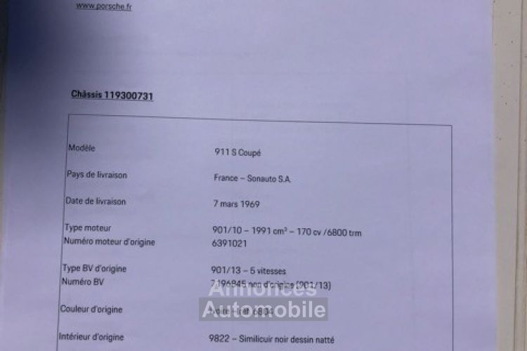 Porsche 911 2.0 S - Origine France (SONAUTO) - EXCELLENT ETAT - Moteur D'origine - 2 Propriétaires (le Dernier Depuis 1980) - Historique Important - Révisée 2023 - <small></small> 129.500 € <small>TTC</small> - #22