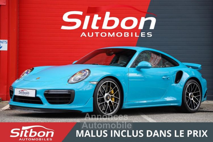 Porsche 911 991 Phase 2 Turbo S 3.8 580 Bleu Miami + Bicolor Craie/Graphite | 20kE doptions | 991.2 - <small></small> 159.980 € <small>TTC</small> - #1