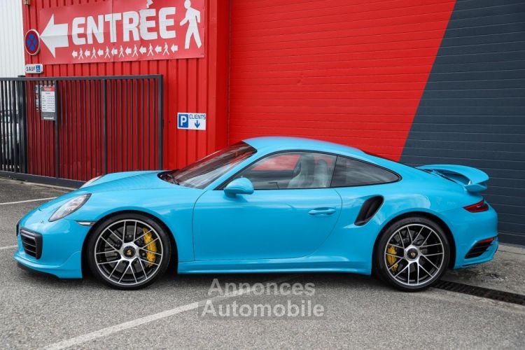 Porsche 911 991 Phase 2 Turbo S 3.8 580 Bleu Miami + Bicolor Craie/Graphite | 20kE doptions | 991.2 - <small></small> 159.980 € <small>TTC</small> - #4