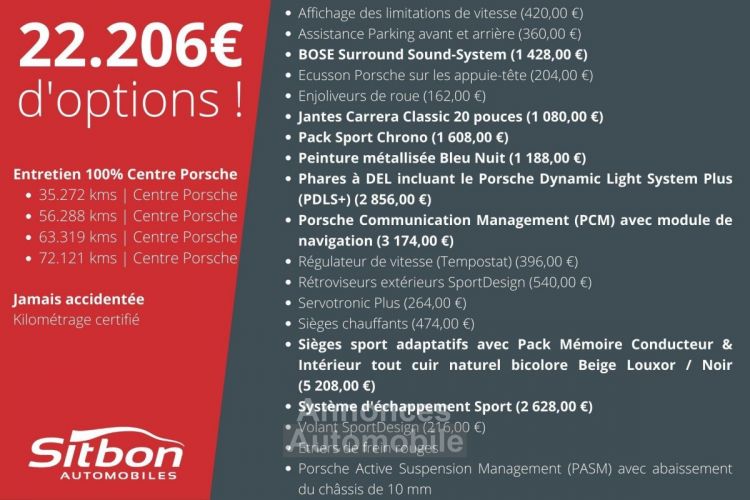 Porsche 911 991 Targa 4S 3.8 400 PDK | Bleu Nuit | Beige Louxor | 22kE doptions - <small></small> 119.980 € <small>TTC</small> - #2