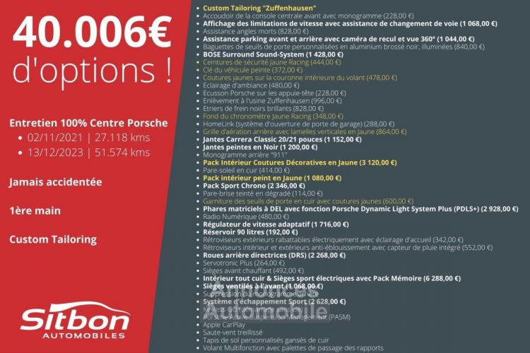 Porsche 911 992 Carrera S Cabriolet Jaune Racing 3.0 450 PDK | ULTRA-FULL (40KE OPTIONS) | 1 prop - <small></small> 139.980 € <small>TTC</small> - #2