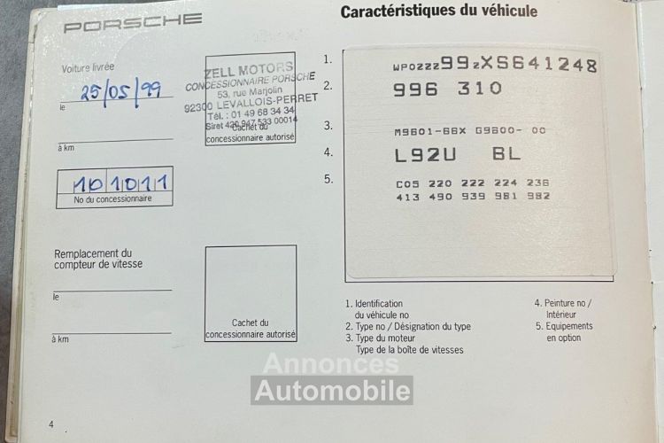 Porsche 911 PORSCHE 911 996 CARRERA 3.8L 300 CH CABRIOLET FRANCAISE - Boite Manuelle - Carnet Complet - <small></small> 36.990 € <small>TTC</small> - #30
