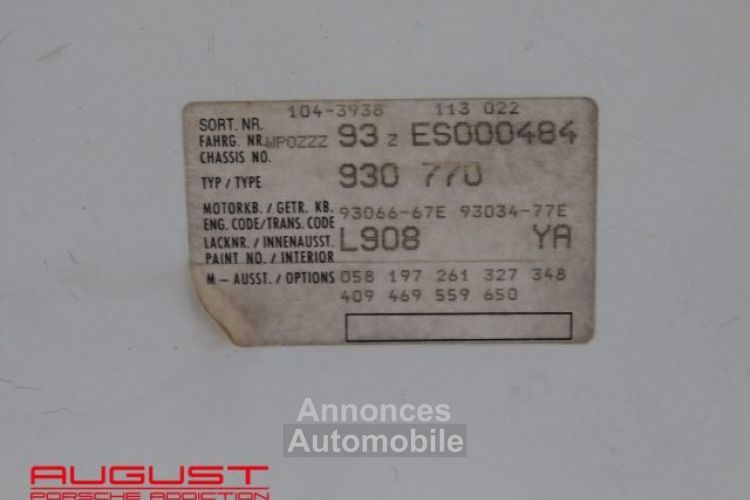 Porsche 930 Turbo 3.3 1984 - Prix sur Demande - #15