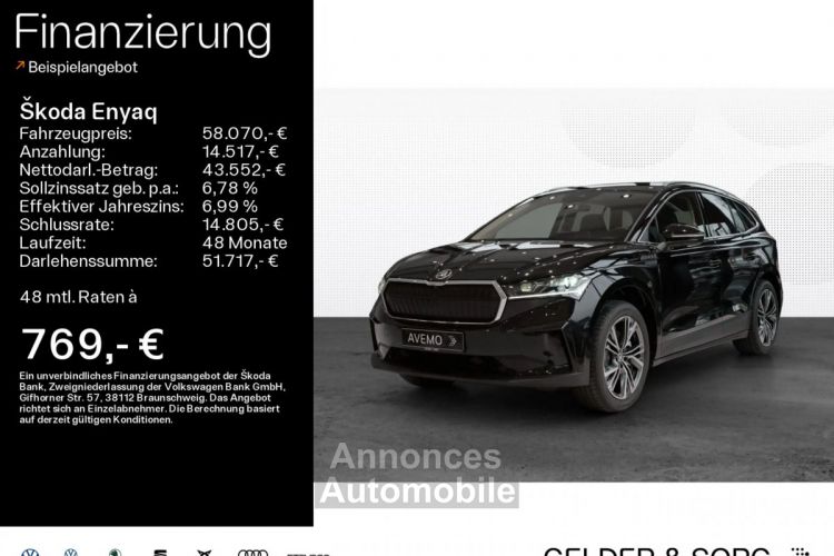 Skoda Enyaq 2024 85 82 kWh Batterie Elektromotor 210 kW 1-G - <small></small> 58.069 € <small></small> - #1