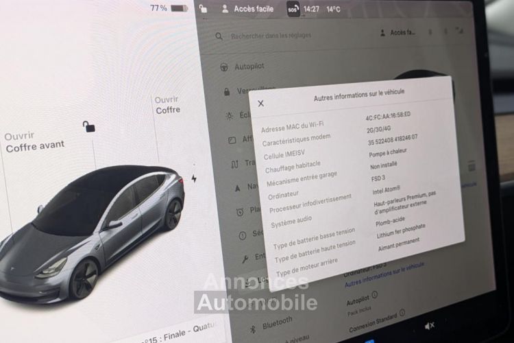 Tesla Model 3 ELECTRIC 275 50KWH STANDARD-PLUS BVA - <small></small> 27.990 € <small>TTC</small> - #19
