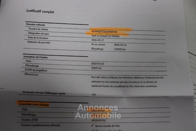 Volkswagen Golf 8 e-TFSI 150 CV  1ST EDITION  BV6 GARANTIE VW MAI 2026 - <small></small> 26.790 € <small>TTC</small> - #43