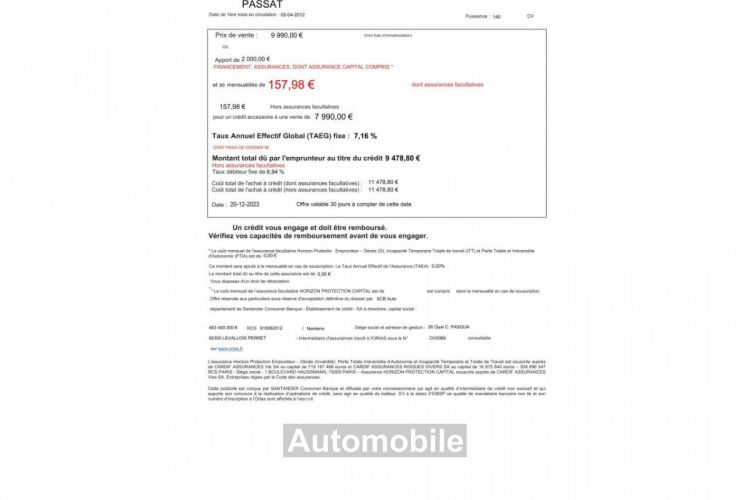 Volkswagen Passat SW 2.0 TDI BlueMotion 140 BV DSG 6 BREAK Carat 160e/mois - <small></small> 7.990 € <small>TTC</small> - #2