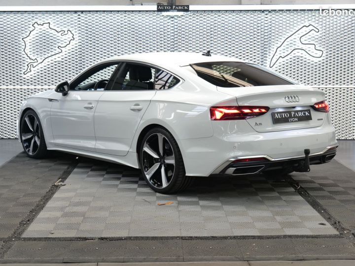 Audi A5 Sportback New 50tdi 286 quattro s line + 1°main francaise tva recuperable attelage electrique affichage tete haute ja 20 eclairage ambiance pack assistance rout Blanc - 4