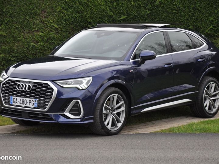 Audi Q3 Sportback 35 tfsi 150 Stronic S-line Sline 07-2021 Org France 47000kms Phares LED Jantes 19 Toit ouvrant Caméra Sièges chauffants Smartphone interface ... Bleu - 1