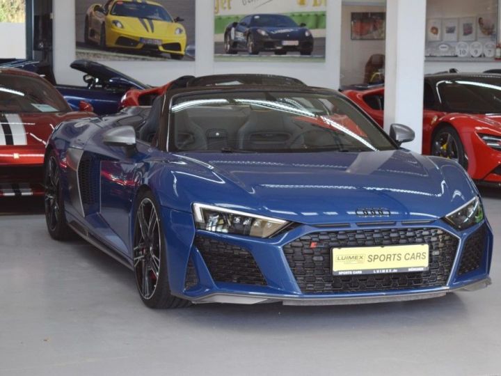 Audi R8 Spyder V10 5.2L 620 Performance Pack Sport B&O Carbon JA 20 Céramic Garantie 12 mois Prémium Bleu Ascari - 23