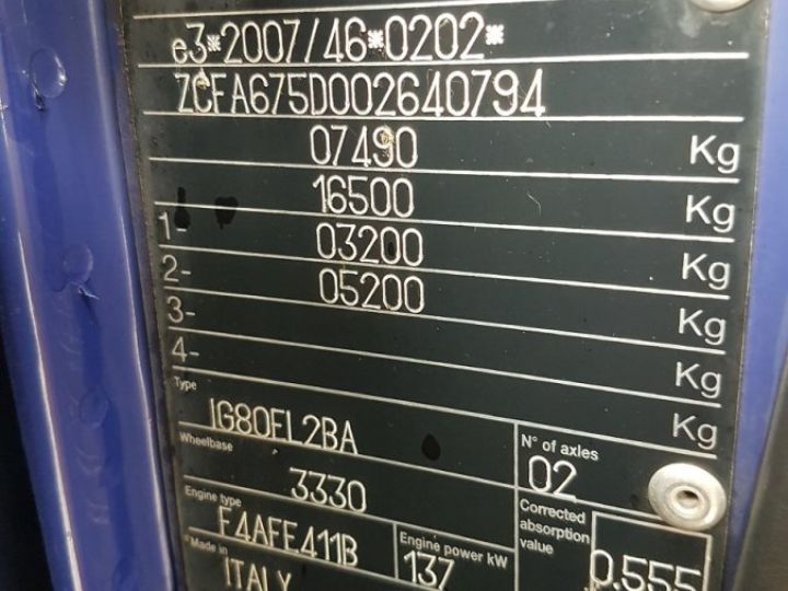 Camión Iveco EuroCargo Chasis cabina 75 E 19 euro 6 - Empattement court 3m33 / PTRA 16T50 / 3 places BLEU GEFCO - 13