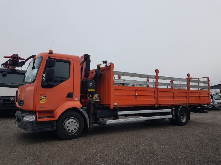 Camion porteur Renault Midlum Plateau + grue 220dxi.16 + FASSI F80 - B.V. à réviser ORANGE - 1