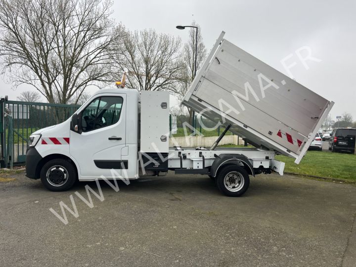 Chassis + body Renault Master Back Dump/Tipper body 165CV BENNE COFFRE PAYSAGISTE CROCHET ATTELAGE TRI-FLASH ROUES JUMELEES BLANC - 1