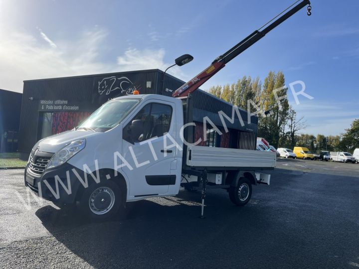 Chassis + body Renault Master Platform body + crane 110CV PLATEAU RIDELLES GRUE HMF 250 BLANC - 2