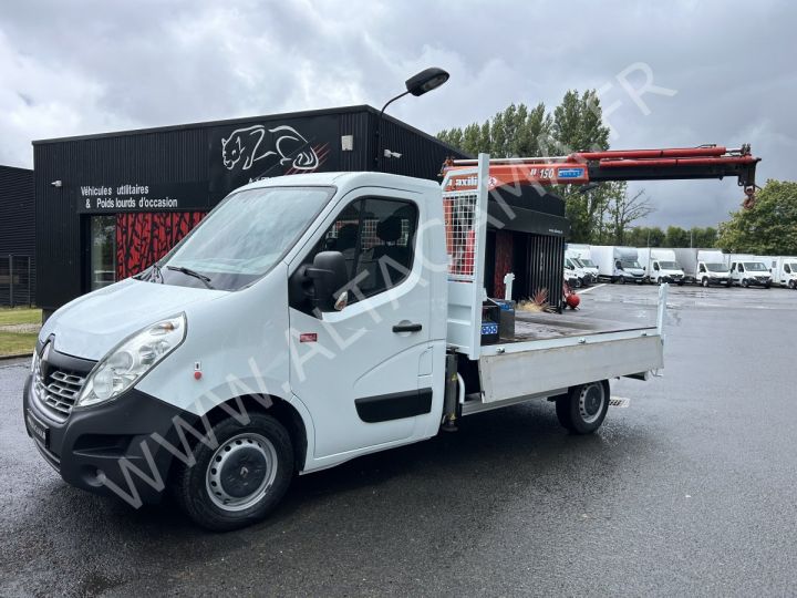 Chassis + body Renault Master Platform body + crane 110CV PLATEAU RIDELLES GRUE MAXILIFT 150D3E L2 CROCHET  BLANC - 1