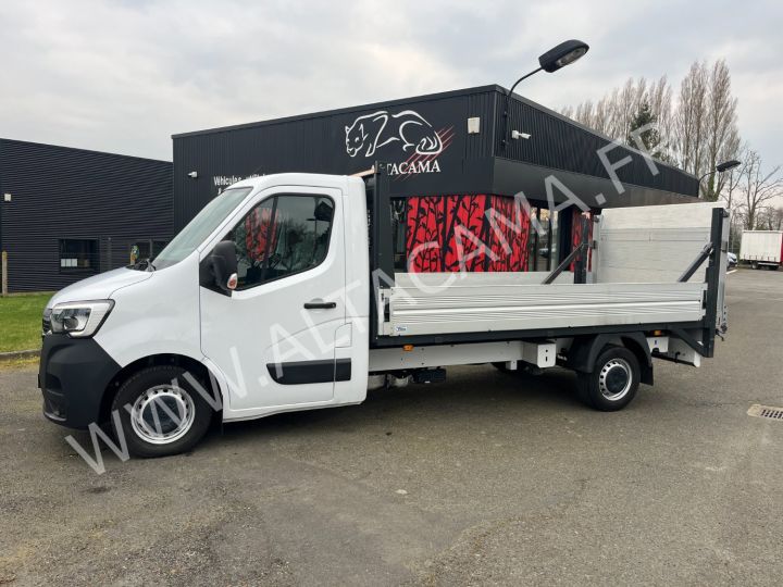 Chassis + body Renault Master Platform body 150cv DCI PLATEAU RIDELLES HAYON ELEVATEUR A COLONNE LEGER DHOLLANDIA 750KGS COFFRE CROCHET ATTELAGE BLANC - 7