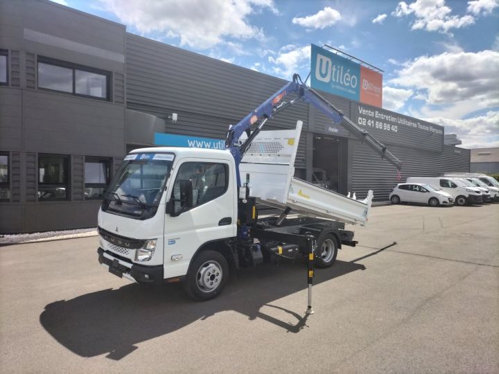 Chassis + carrosserie Mitsubishi Canter Benne + grue 3S15 N28 BENNE + GRUE BLANC - 1