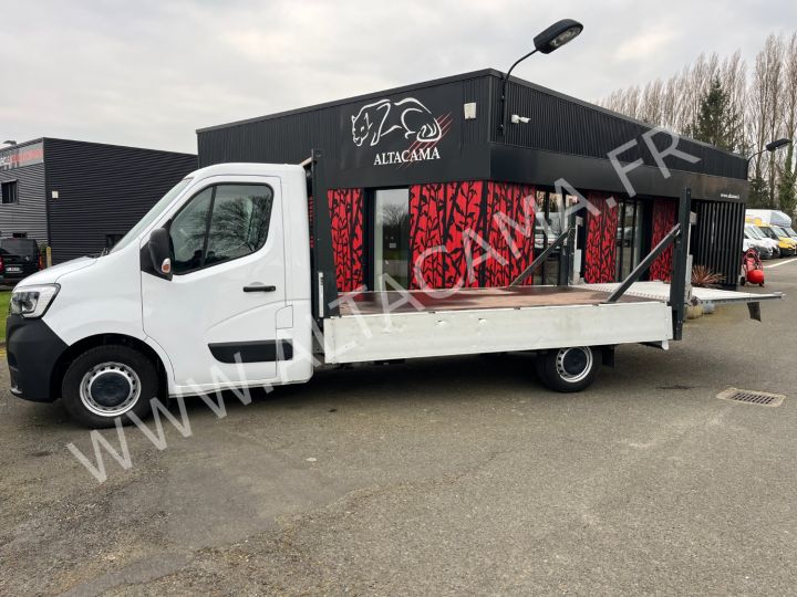 Chassis + carrosserie Renault Master Plateau 150cv DCI PLATEAU RIDELLES HAYON ELEVATEUR A COLONNE LEGER DHOLLANDIA 750KGS COFFRE CROCHET ATTELAGE BLANC - 10