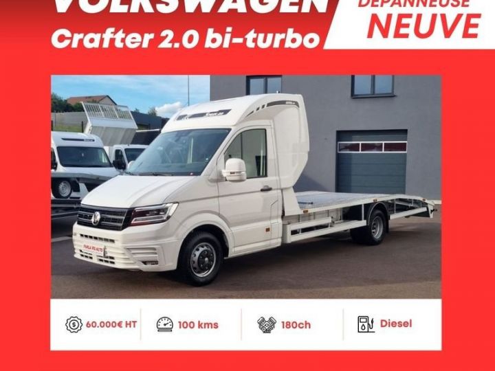 Commercial car Volkswagen Crafter Breakdown truck body 2L TDi bi-turbo 180ch boîte automatique dépanneuse porte voiture Blanc - 1