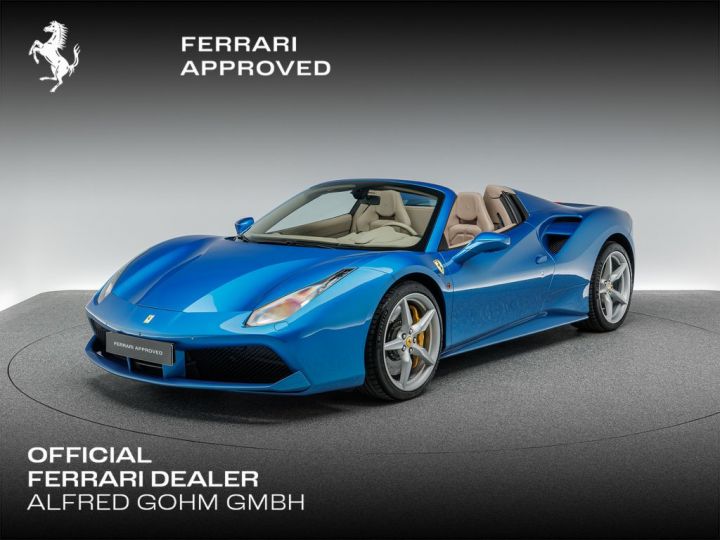 Ferrari 488 Spider V8 3.9 670 ch  Carbon Céramic * 1èreM * JBL * entretien Ferrari de 7 ans jusqu'au 04/20256 ° Garantie Ferrari Approved 21 mois Reconductible Bleu - 1