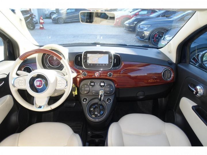 Fiat 500 0.9i TwinAir - 85 S&S - BV Dualogic 2017 C CABRIOLET Riva Volant bois PHASE 2 BLEU FONCE - 10