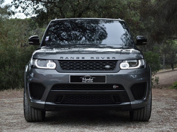 Land Rover Range Rover Sport MAGNIFIQUE RANGE ROVER SPORT SVR 5.0 V8 SC 550ch BVA8 2EME MAIN VALEUR NEUF + DE 157Ke LED SIEGES SPORT SOFTCLOSE TOIT PANO MERIDIAN CARBONE PACK BLAC Corris Grey / Noir - 2