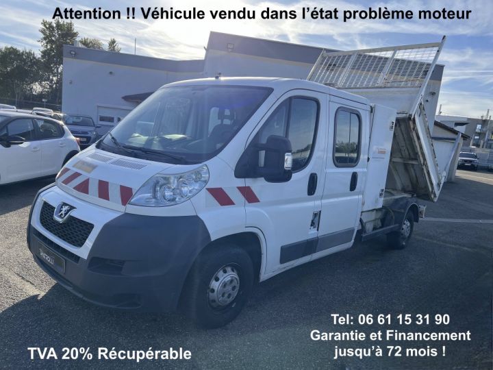 Peugeot Boxer Benne II 2.2 HDi 110ch Camion Benne 7 Places Double Cabine TVA20% 7.000€ H.T Moteur H.S. BLANC - 1