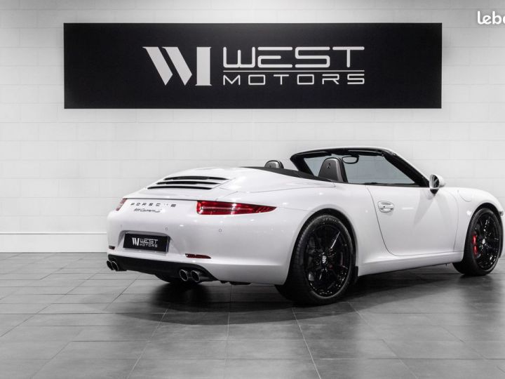 Porsche 911 991 Phase 1 Carrera S Cabriolet 3.8 400 PDK FRANÇAISE PSE Volant SportDesign Tout Cuir Blanc - 4