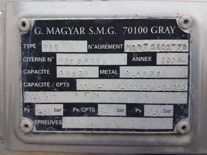 Remolque Magyar Cisterna hydrocarburos CITERNE INOX A.D.R. 19000 litres GRIS - 16