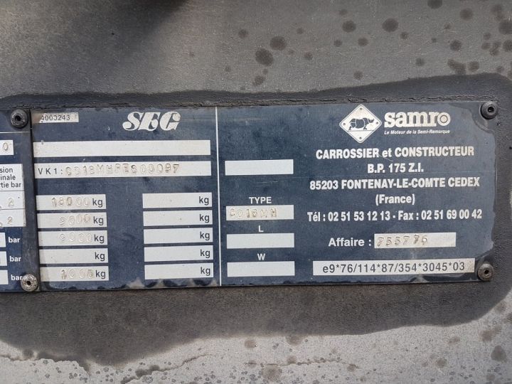 Remorque Samro Porte container PORTE-CAISSE MOBILE 7m80 GRIS - 19