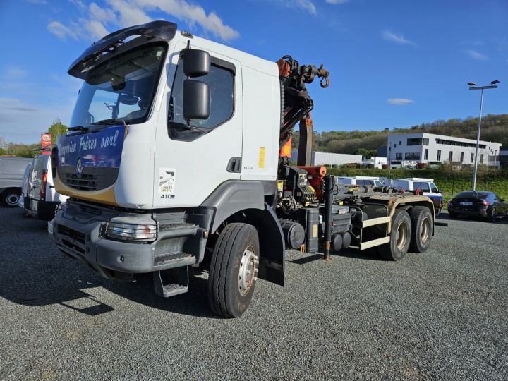 Trucks Renault Kerax Hookloader Ampliroll body + crane 410.26 6X4 POLYBENNE GRUE  BLANC  - 1