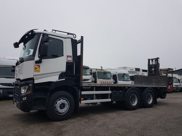 Trucks Renault C Platform body 380 6x4 Plateau + chariot embarqué  BLANC - 1