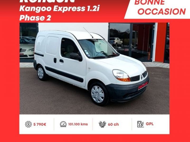 Utilitaire léger Renault Kangoo Autre 1.2i Phase 2 GPL 60ch Boîte manuelle 5 vitesses Blanc - 1