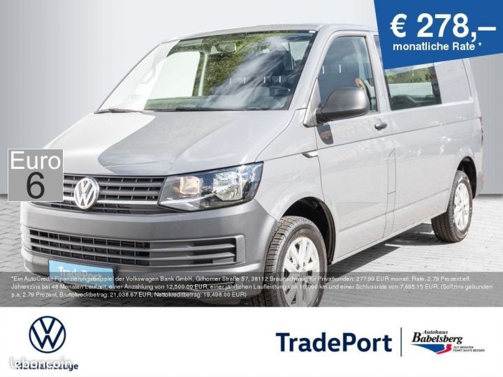 Utilitaire léger Volkswagen Transporter Autre T6 /TSI 150ch/Caméra/Régul/Compatible E85/ TVA récup/ 1ère m/ Gtie VW 12 mois Gris - 1